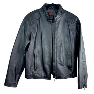 Danier Authentic Black Unisex Zip Up Genuine Leather Moto Biker Jacket Size M